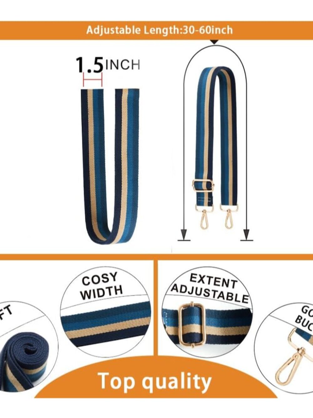 Purse Strap Replacement Crossbody Wide Shoulder Strap Adjustable Canvas Straps H - Picture 4 of 5